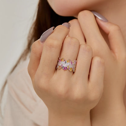 [Windsor Jewelry]Luxurious Colorful Radiant Cut Daily Ring