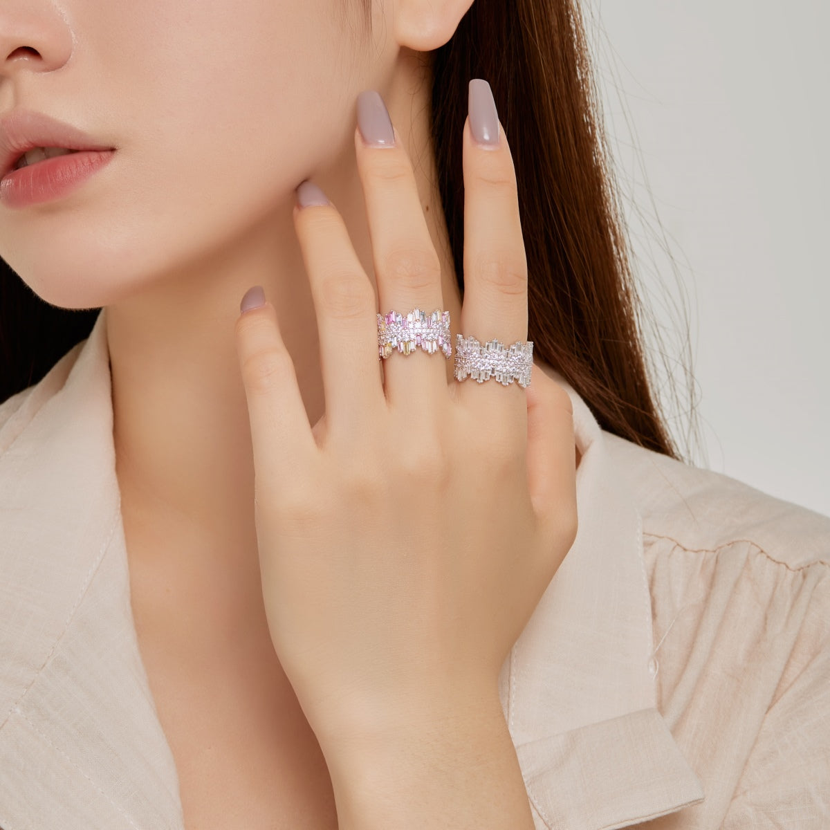 [Windsor Jewelry]Luxurious Colorful Radiant Cut Daily Ring