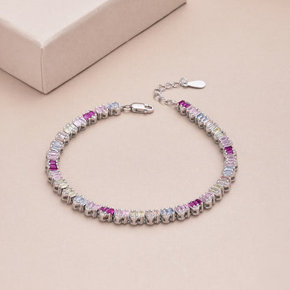 [Windsor Jewelry]Delicate Colorful Emerald Cut Party Bracelet