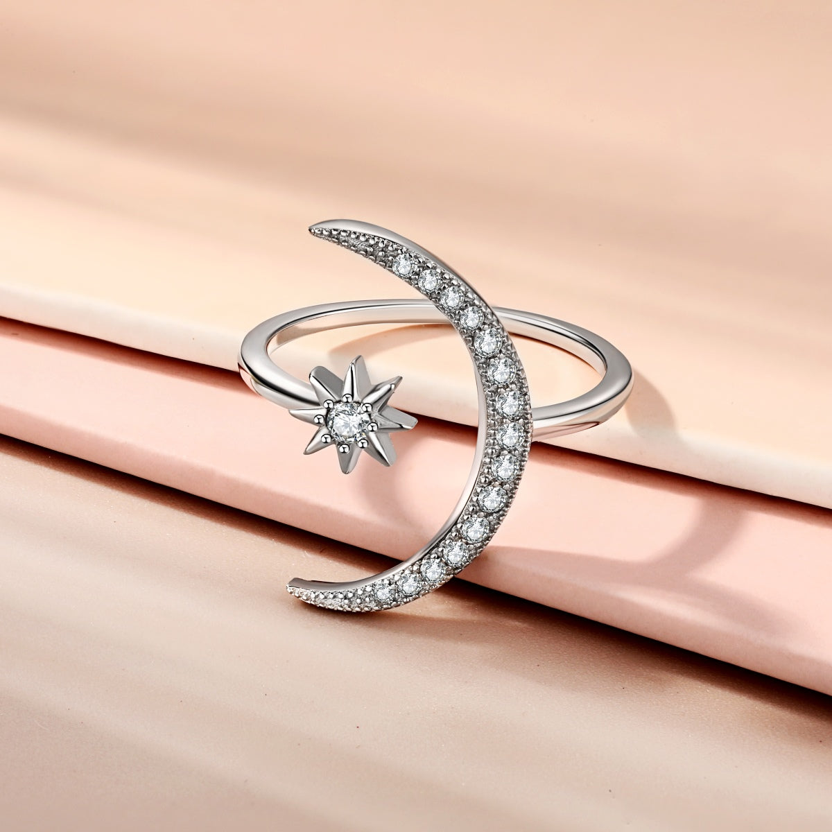 [Windsor Jewelry]Eternity Moon & Star Ring
