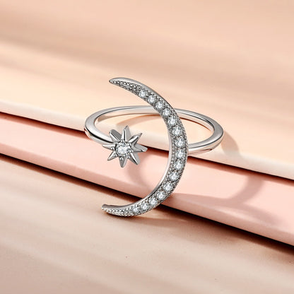 [Windsor Jewelry]Eternity Moon & Star Ring
