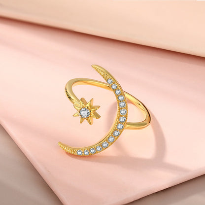 [Windsor Jewelry]Eternity Moon & Star Ring
