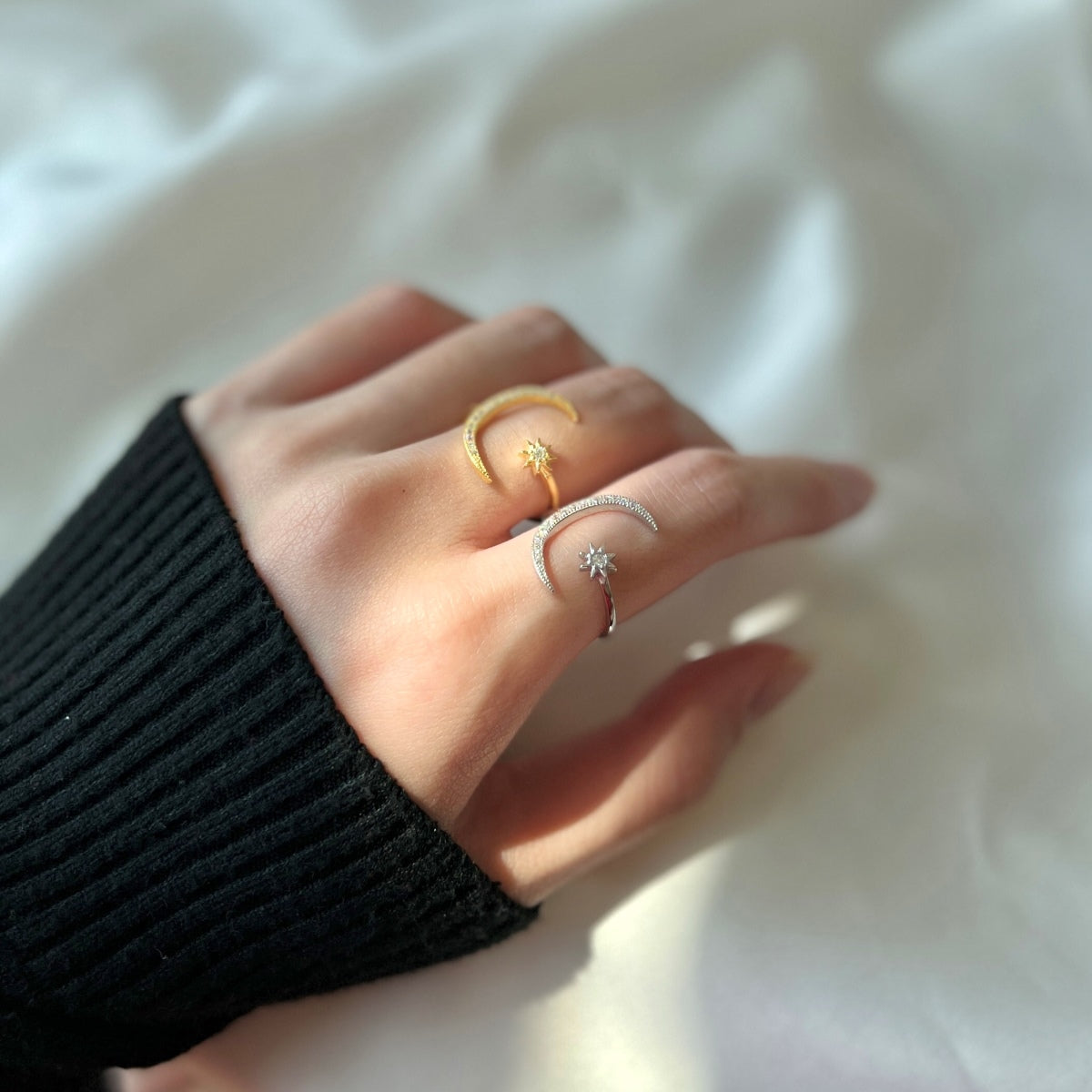 [Windsor Jewelry]Eternity Moon & Star Ring