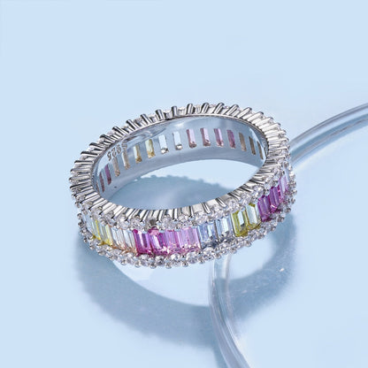 [Windsor Jewelry]Dainty Kaleidoscopic Emerald Cut Daily Ring