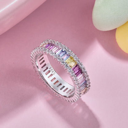 [Windsor Jewelry]Dainty Kaleidoscopic Emerald Cut Daily Ring