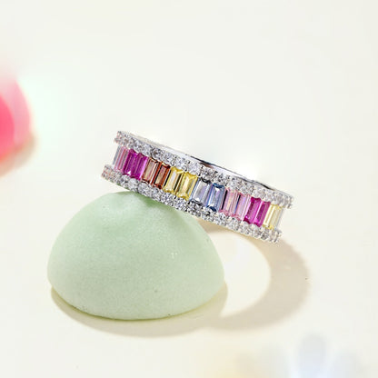 [Windsor Jewelry]Dainty Kaleidoscopic Emerald Cut Daily Ring