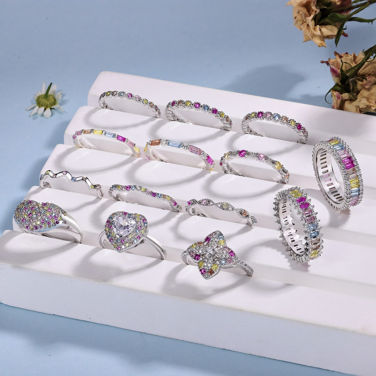 [Windsor Jewelry]Dainty Kaleidoscopic Emerald Cut Daily Ring