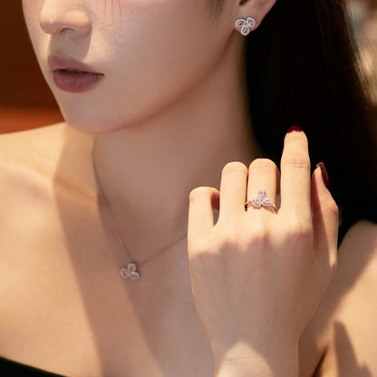 [Windsor Jewelry]Ornate Flower Shape Pear Cut Lover Earrings