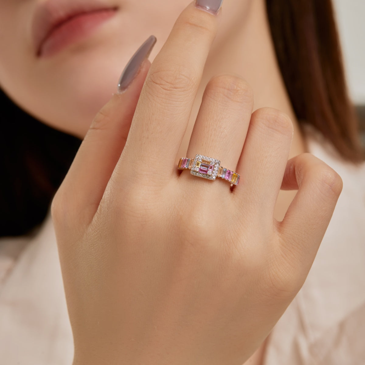 [Windsor Jewelry]Exquisite Colorful Radiant Cut Party Ring
