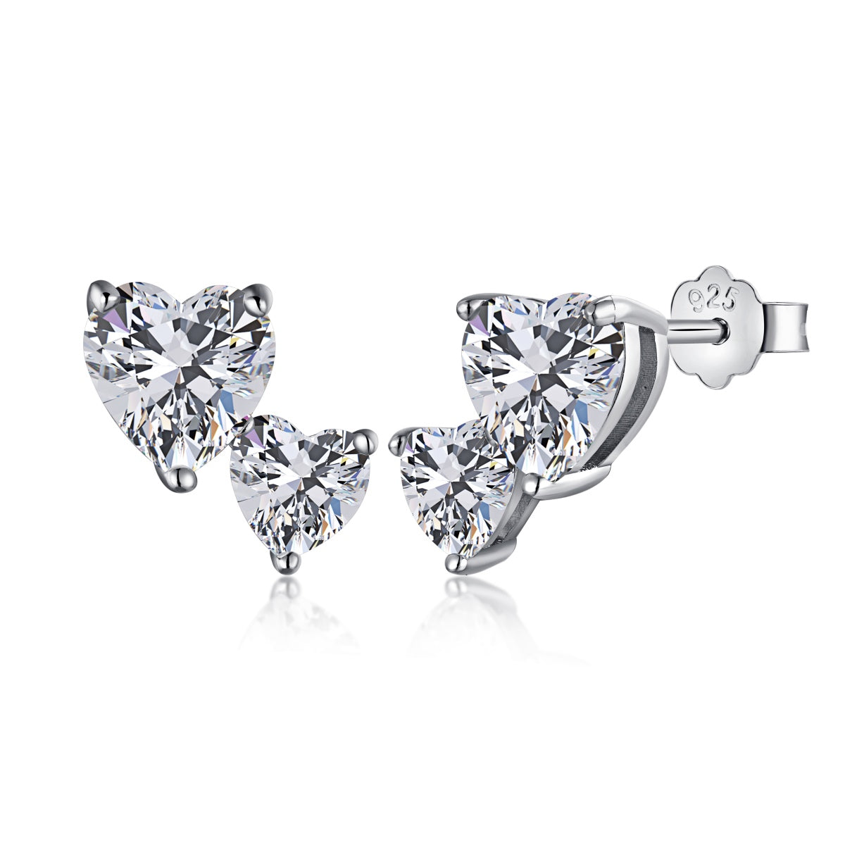 [Windsor Jewelry]Double Heart-Shape Classic Princess Style Earrings