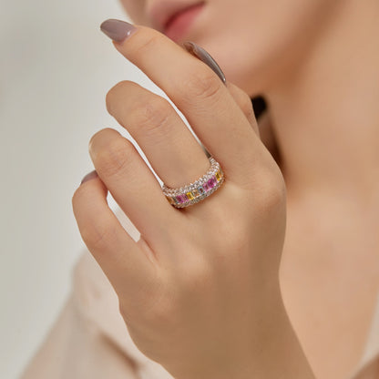 [Windsor Jewelry]Dainty Colorful Radiant Cut Daily Ring