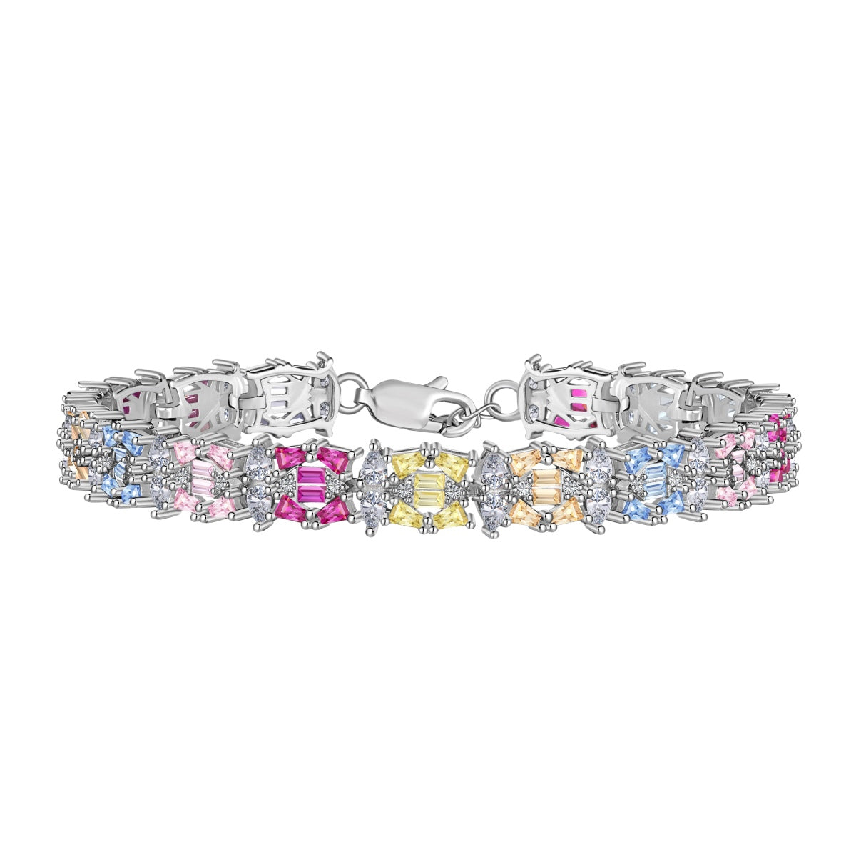 [Windsor Jewelry]Delicate Colorful Multi Cut Party Bracelet