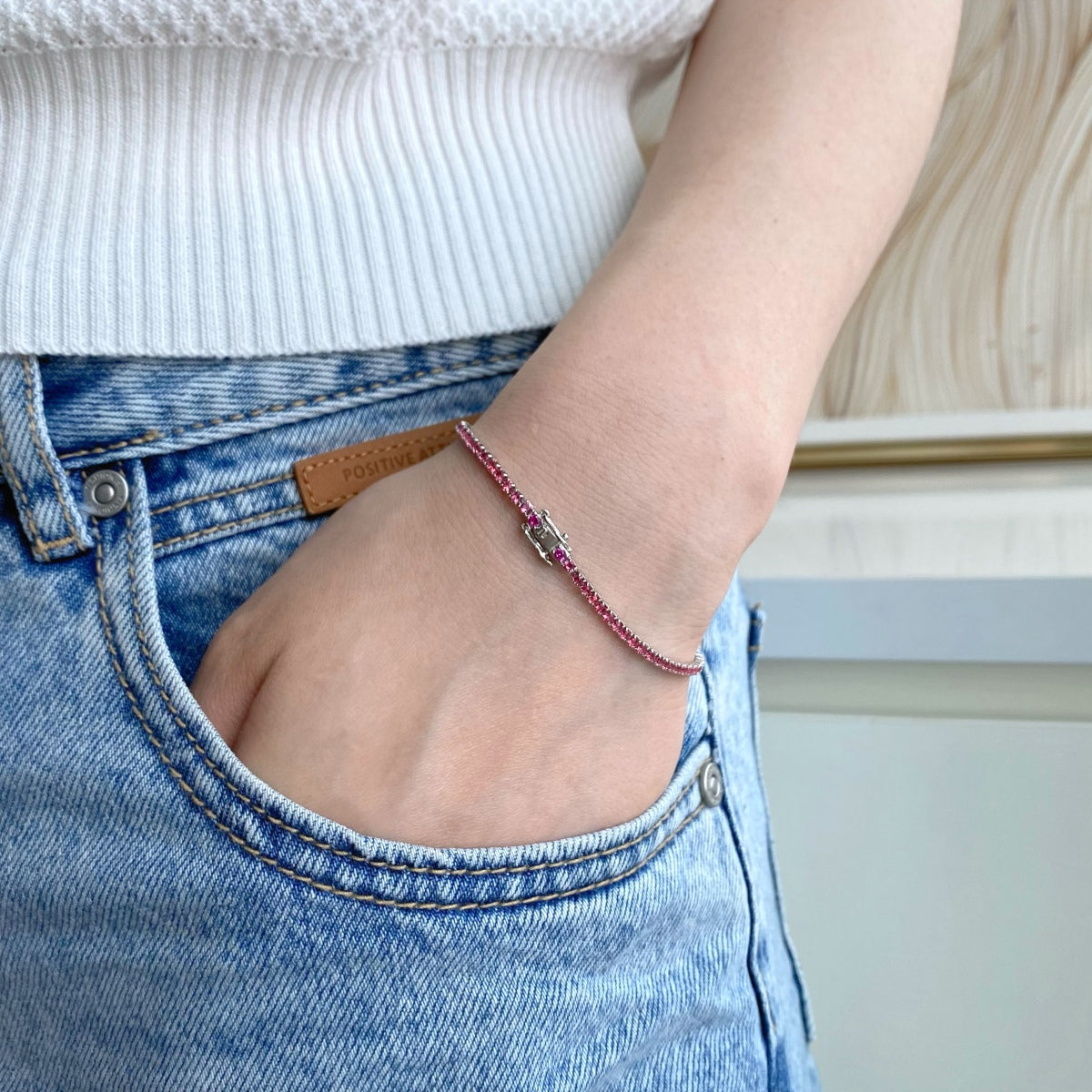 [Windsor Jewelry]Dazzling Colorful Round Cut Daily Bracelet