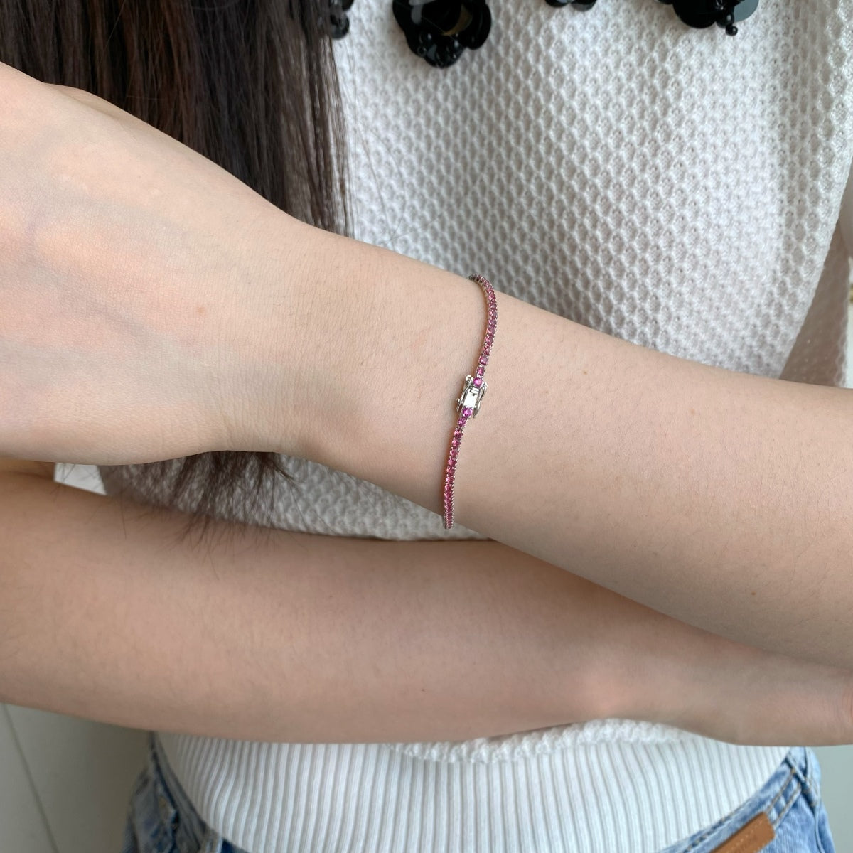 [Windsor Jewelry]Dazzling Colorful Round Cut Daily Bracelet