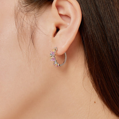 [Windsor Jewelry]Dazzling Colorful Emerald Cut Daily Earrings