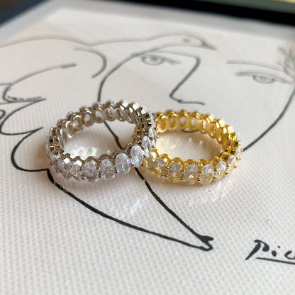 [Windsor Jewelry]Ornate Oval Cut Tennis Ring