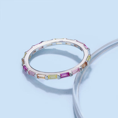 [Windsor Jewelry]Exquisite Multicolored Emerald Cut Daily Ring