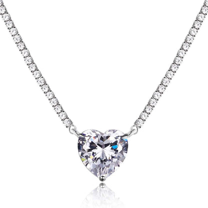 [Windsor Jewelry]8.0 Carat Versatile Colorful Sweet Heart-Shaped Tennis Necklace