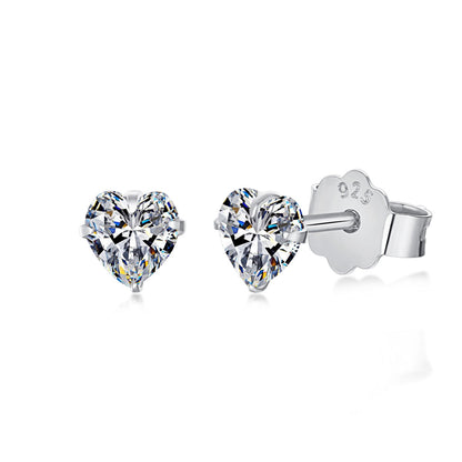 [Windsor Jewelry]Sparkling Heart Shaped Simple Earrings