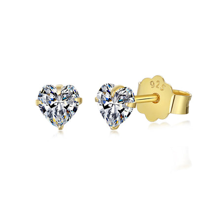 [Windsor Jewelry]Sparkling Heart Shaped Simple Earrings