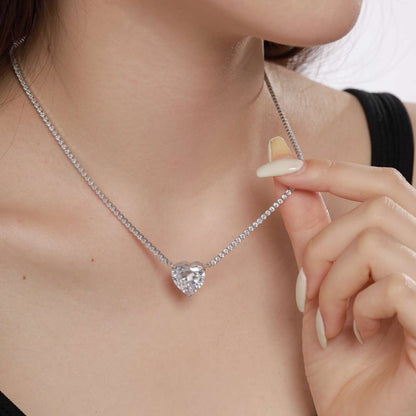 [Windsor Jewelry]8.0 Carat Versatile Colorful Sweet Heart-Shaped Tennis Necklace
