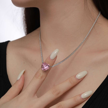 [Windsor Jewelry]8.0 Carat Versatile Colorful Sweet Heart-Shaped Tennis Necklace