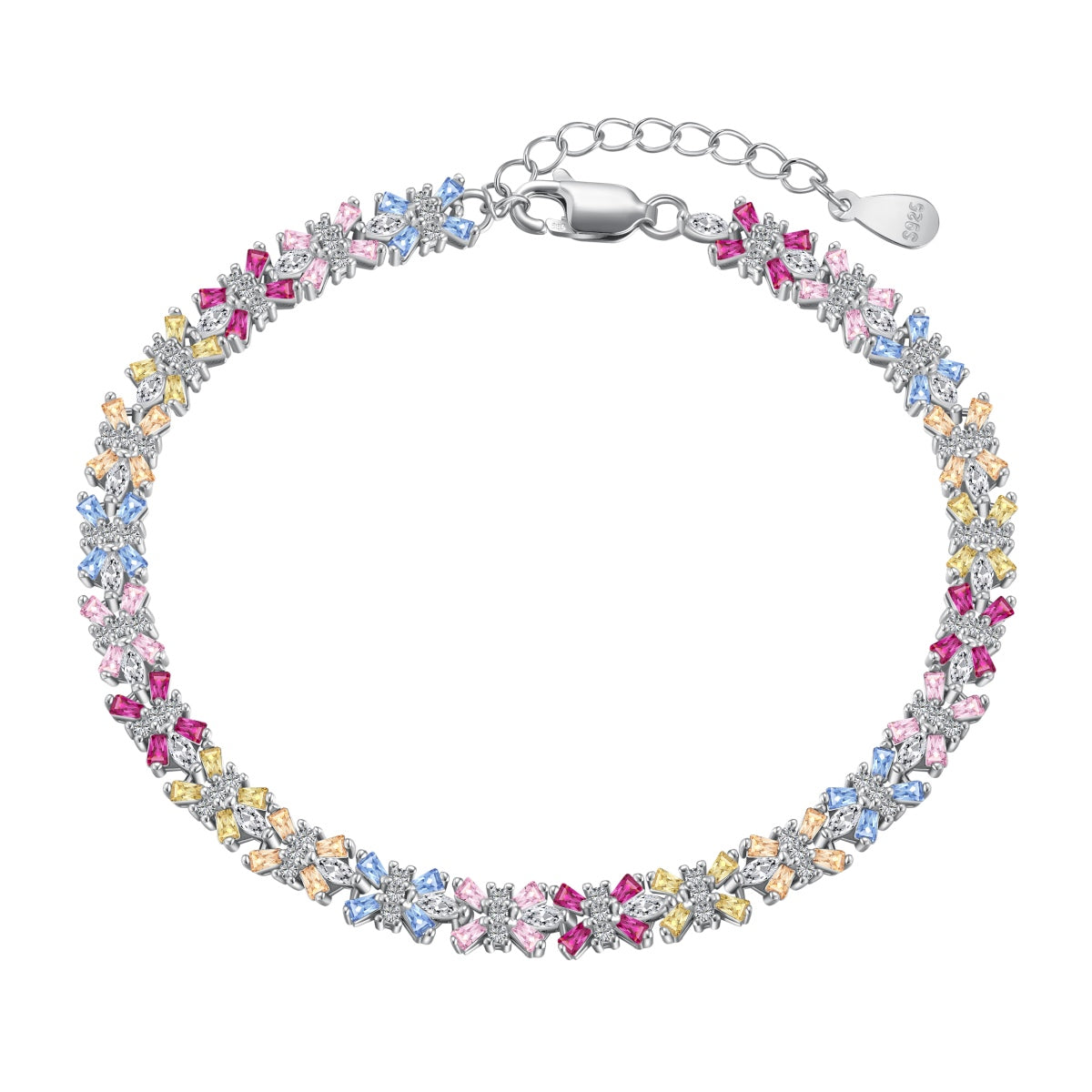 [Windsor Jewelry]Radiant Colorful Emerald Cut Party Bracelet