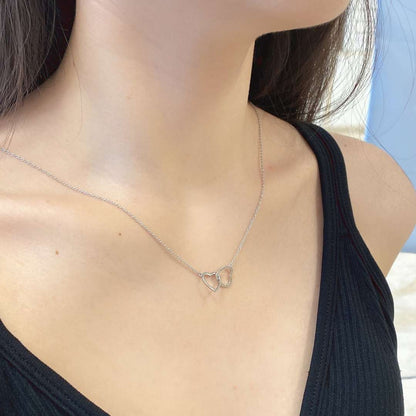 [Windsor Jewelry]Sterling Silver Love Double Ring Necklace
