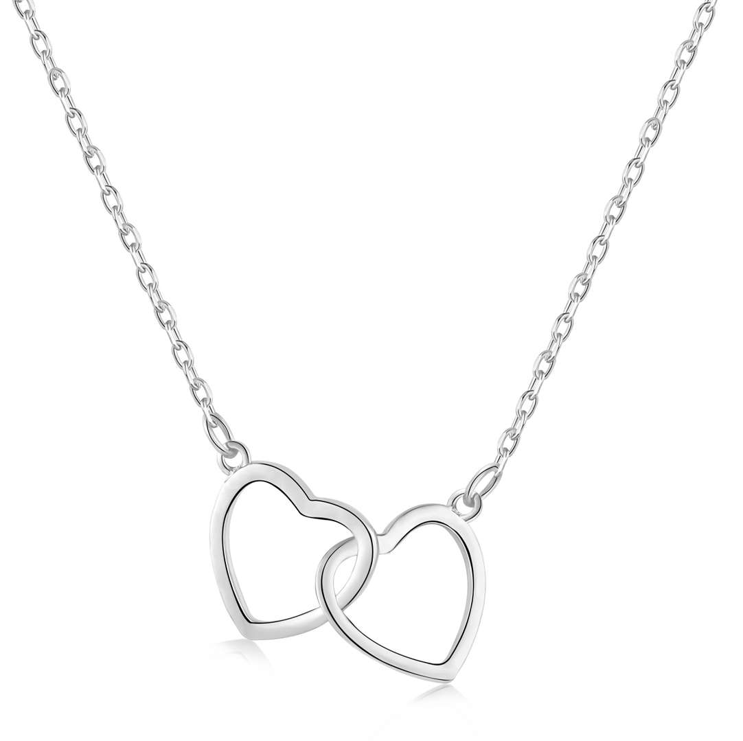 [Windsor Jewelry]Sterling Silver Love Double Ring Necklace