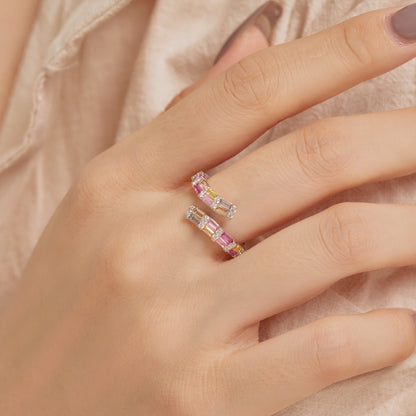 [Windsor Jewelry]Charming Colorful Radiant Cut Adjustable Daily Ring