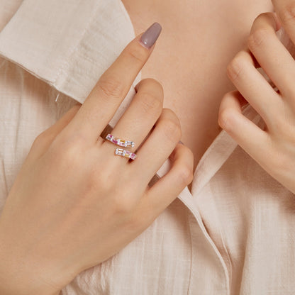 [Windsor Jewelry]Charming Colorful Radiant Cut Adjustable Daily Ring