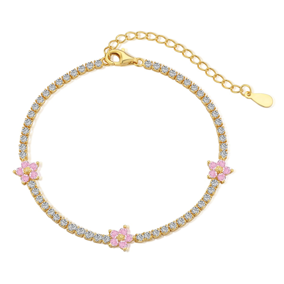 [Windsor Jewelry]Sparkling Flower Shape Tennis Bracelet