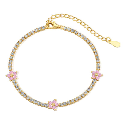 [Windsor Jewelry]Sparkling Flower Shape Tennis Bracelet