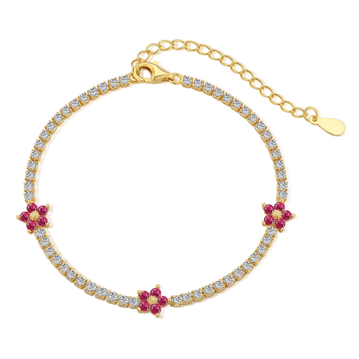 [Windsor Jewelry]Sparkling Flower Shape Tennis Bracelet