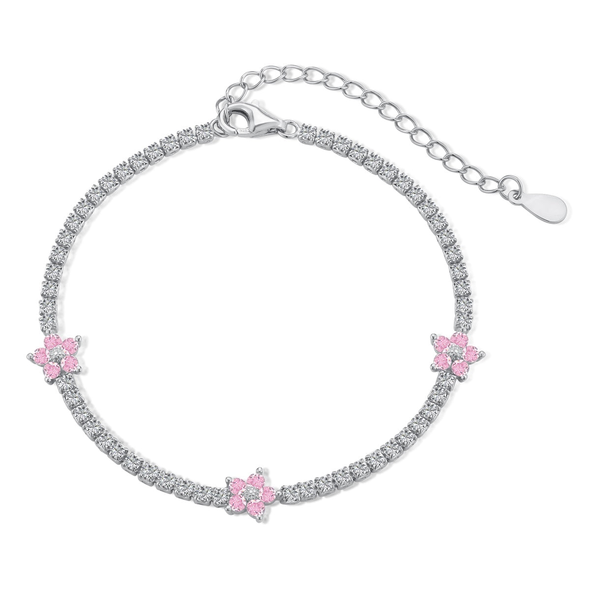 [Windsor Jewelry]Sparkling Flower Shape Tennis Bracelet
