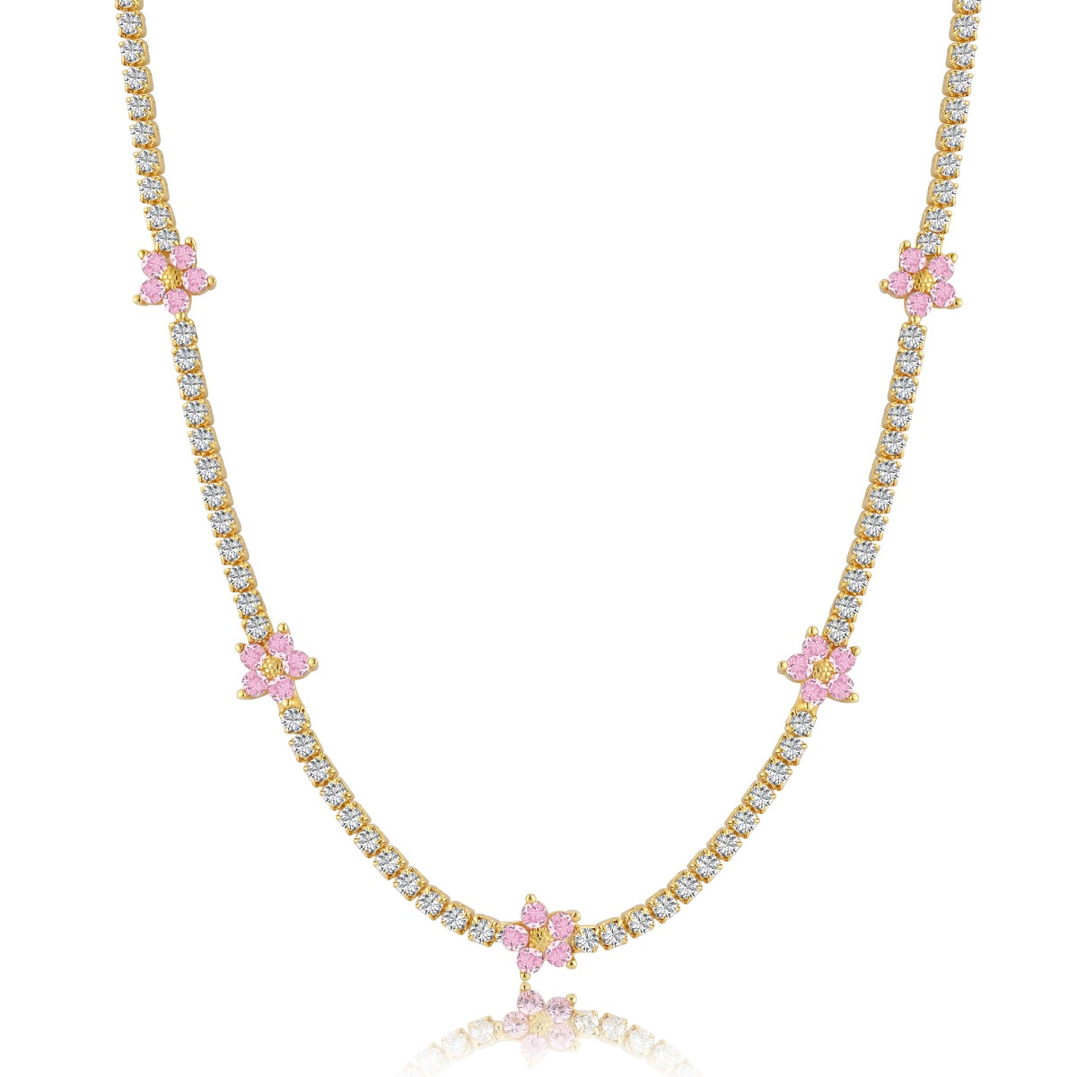 [Windsor Jewelry]Luxurious Colorful Flower Tennis Necklace
