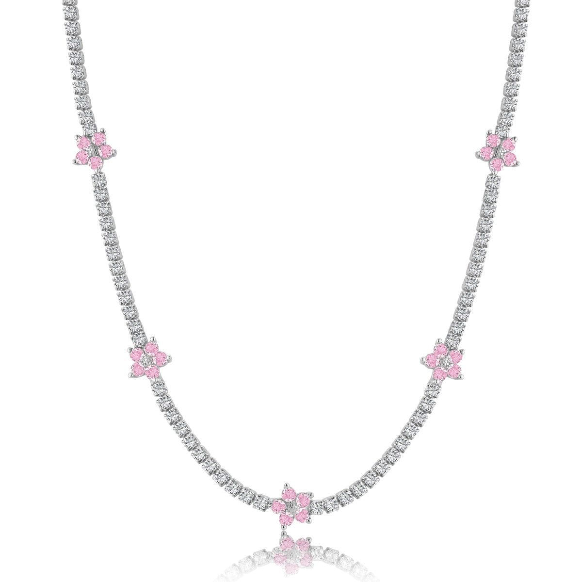[Windsor Jewelry]Luxurious Colorful Flower Tennis Necklace