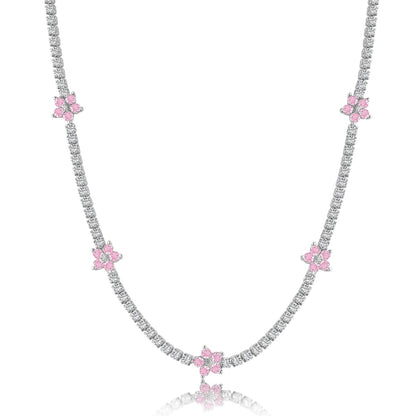 [Windsor Jewelry]Luxurious Colorful Flower Tennis Necklace
