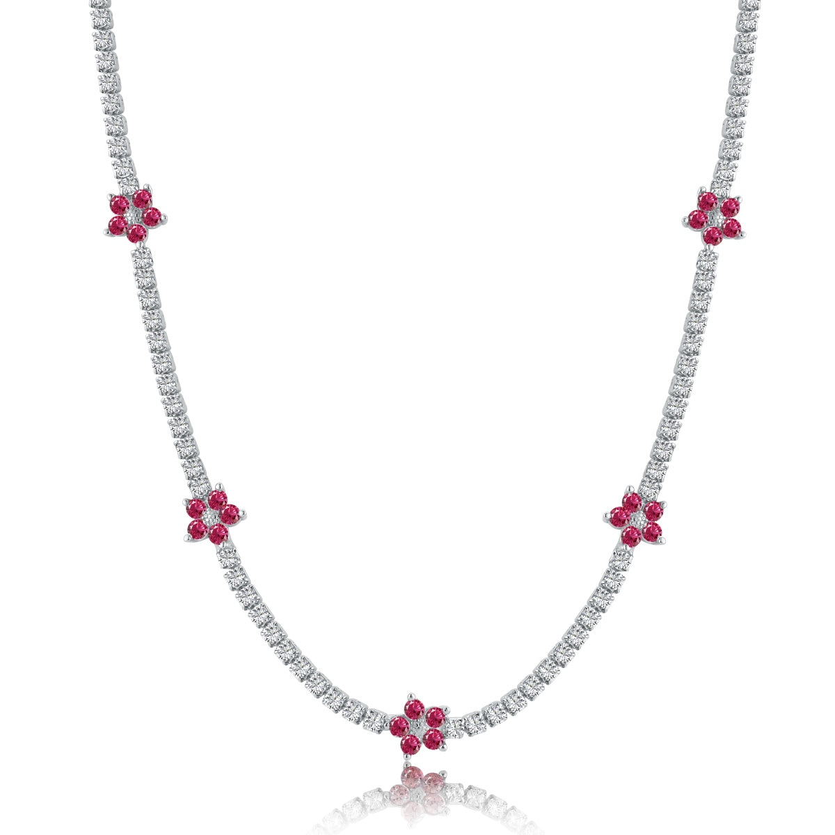 [Windsor Jewelry]Luxurious Colorful Flower Tennis Necklace