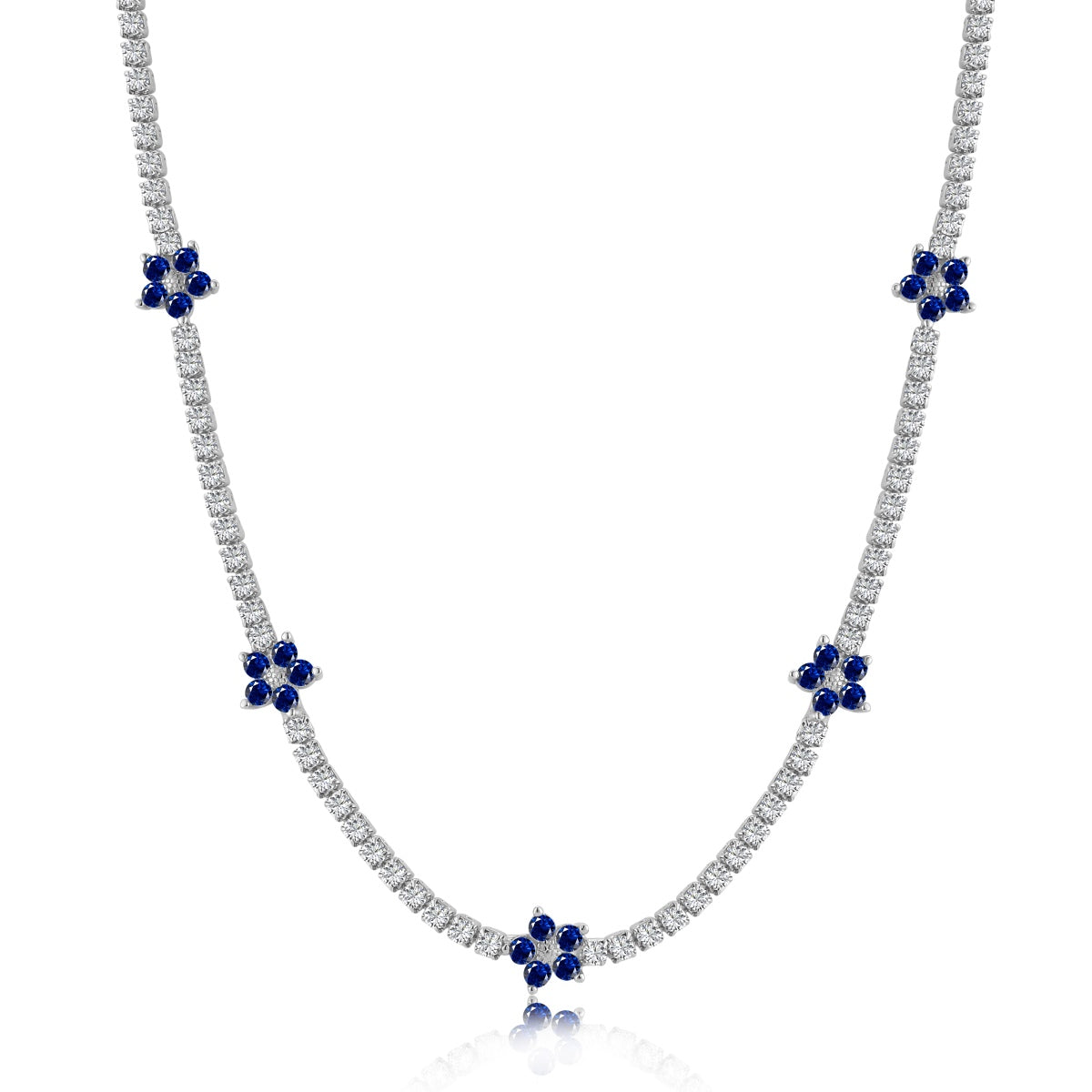 [Windsor Jewelry]Luxurious Colorful Flower Tennis Necklace