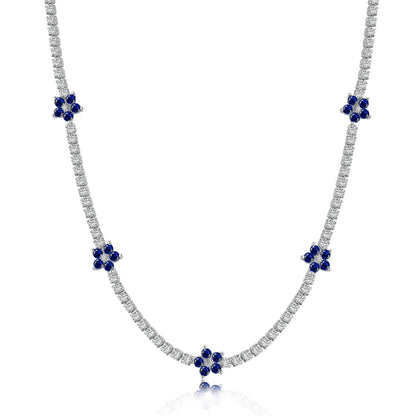 [Windsor Jewelry]Luxurious Colorful Flower Tennis Necklace