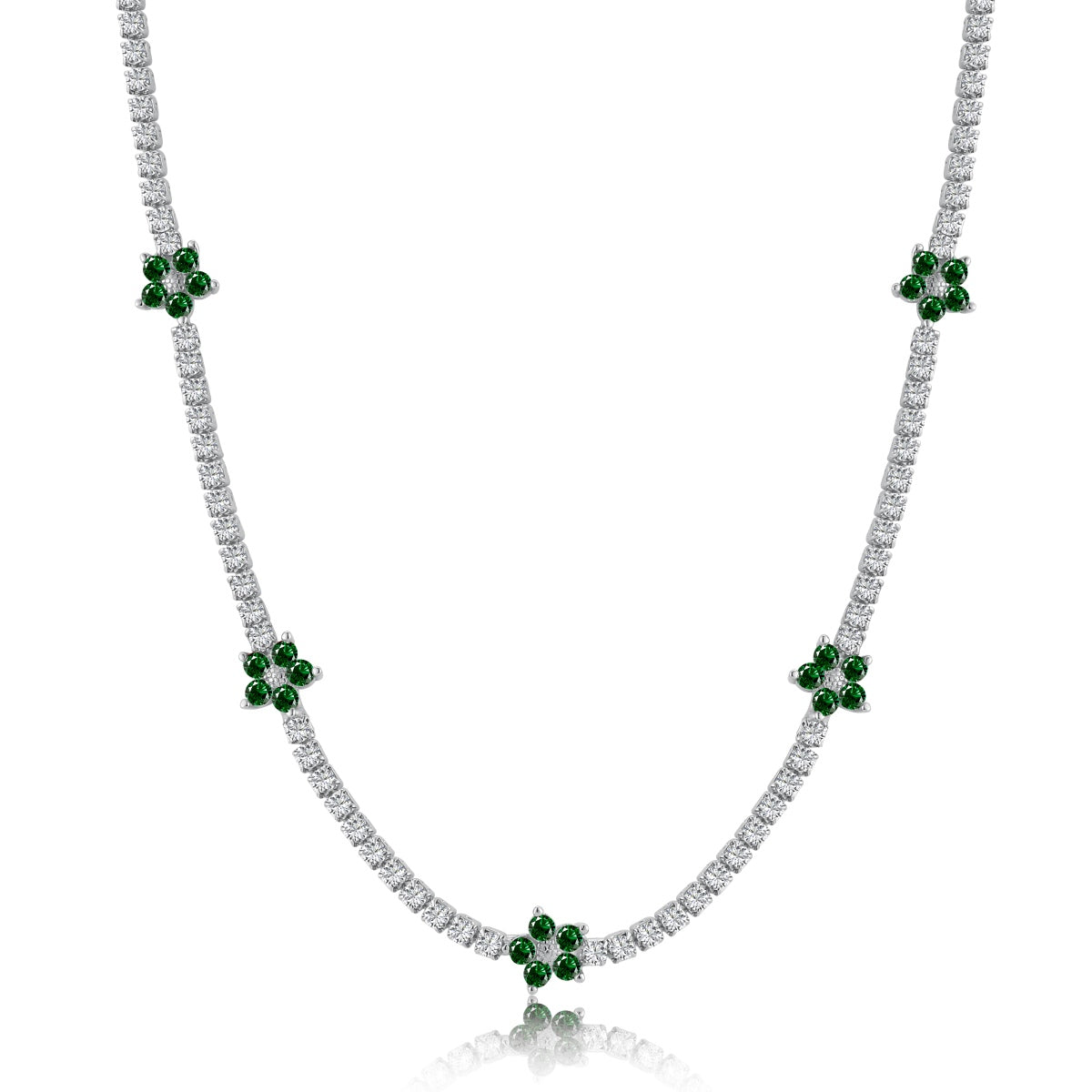 [Windsor Jewelry]Luxurious Colorful Flower Tennis Necklace