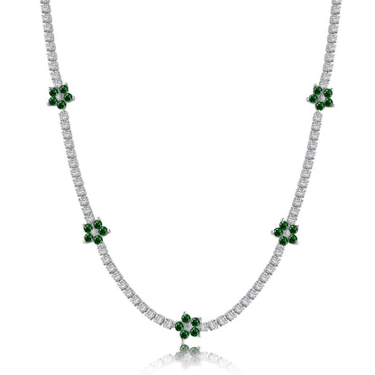 [Windsor Jewelry]Luxurious Colorful Flower Tennis Necklace