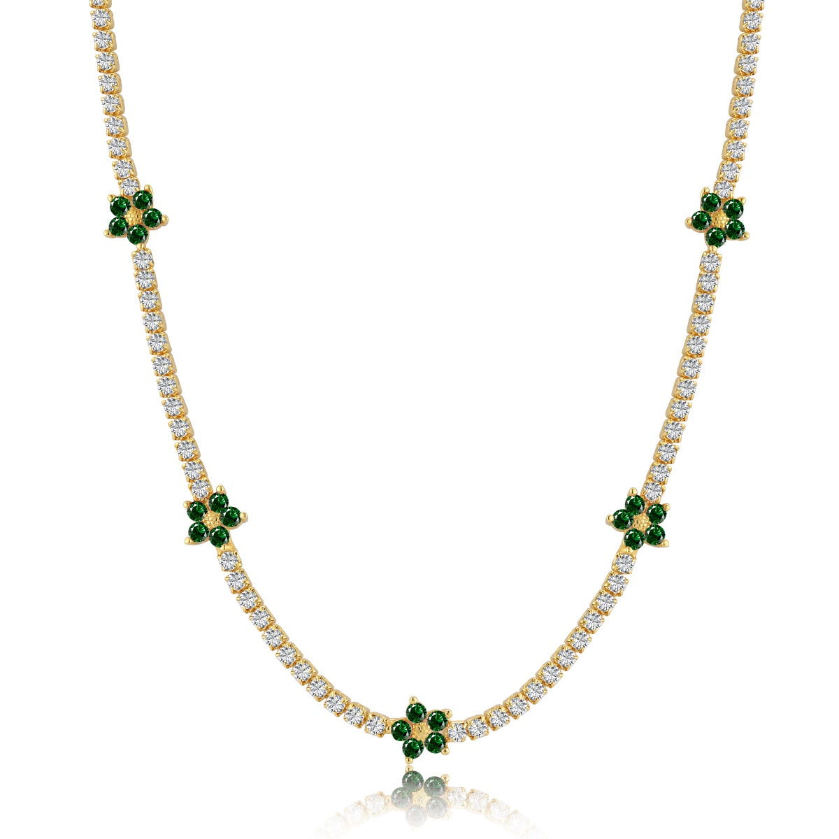 [Windsor Jewelry]Luxurious Colorful Flower Tennis Necklace