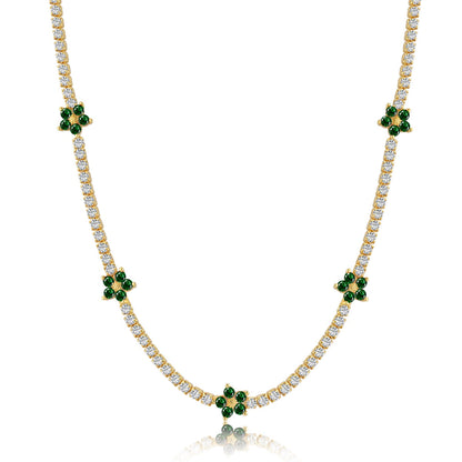 [Windsor Jewelry]Luxurious Colorful Flower Tennis Necklace