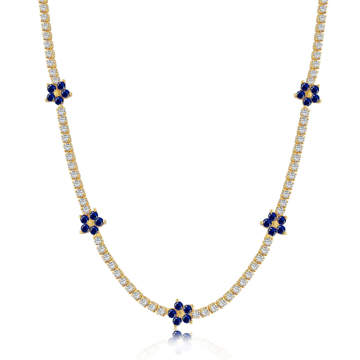 [Windsor Jewelry]Luxurious Colorful Flower Tennis Necklace