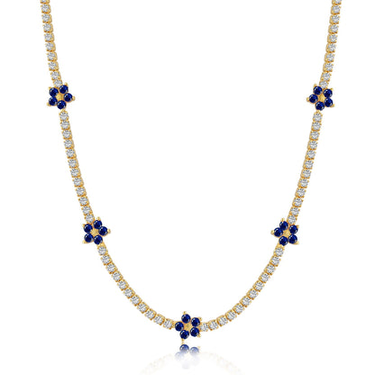 [Windsor Jewelry]Luxurious Colorful Flower Tennis Necklace