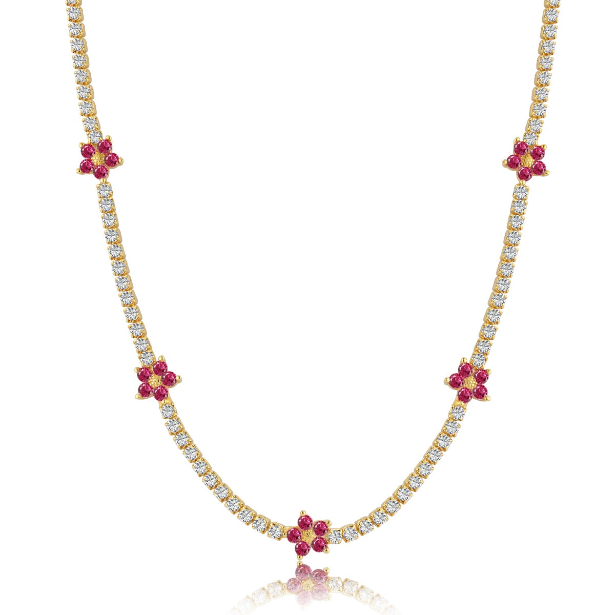 [Windsor Jewelry]Luxurious Colorful Flower Tennis Necklace