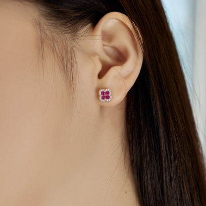[Windsor Jewelry]Four-Leaf Clover Flower Shaped Earrings