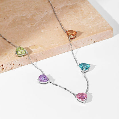 [Windsor Jewelry]Sparkling Colorful Heart Cut Necklace